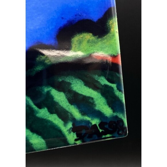 Signed Tile By Noelle Dass Bat Reading Hemingway If the Sun Also Rises Ceramic - Picture 5 of 7